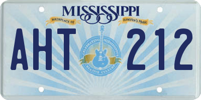 MS license plate AHT212