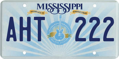 MS license plate AHT222