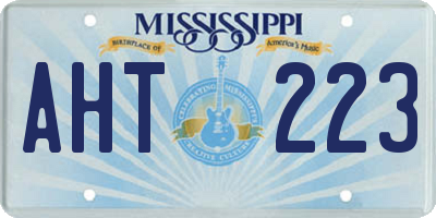 MS license plate AHT223