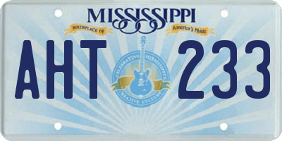 MS license plate AHT233