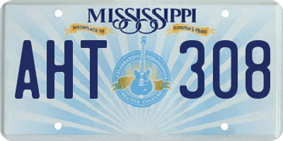MS license plate AHT308