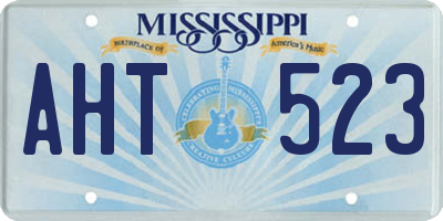 MS license plate AHT523