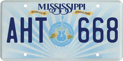MS license plate AHT668