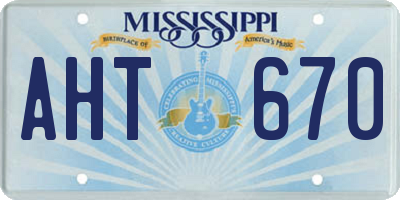 MS license plate AHT670