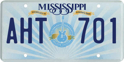 MS license plate AHT701