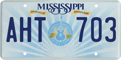 MS license plate AHT703