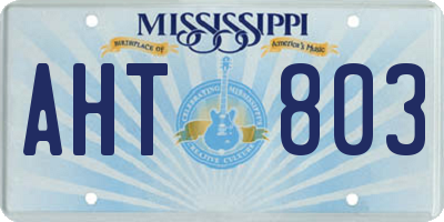 MS license plate AHT803