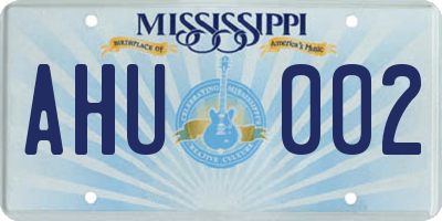 MS license plate AHU002