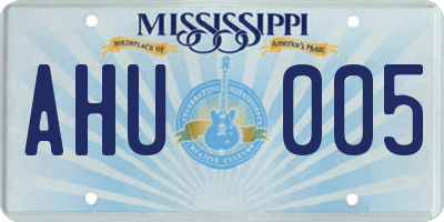 MS license plate AHU005