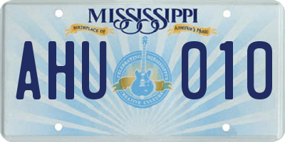 MS license plate AHU010