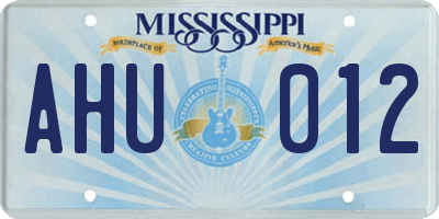 MS license plate AHU012