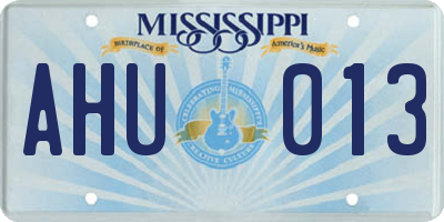 MS license plate AHU013