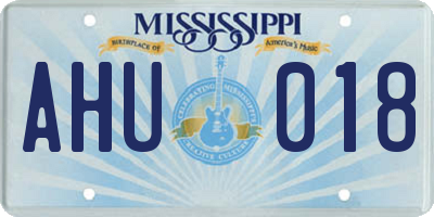 MS license plate AHU018
