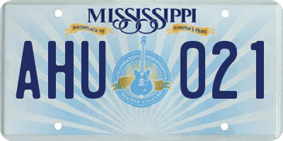 MS license plate AHU021