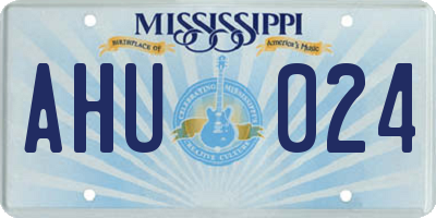 MS license plate AHU024