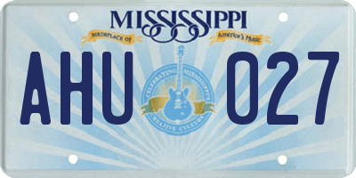 MS license plate AHU027