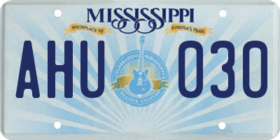 MS license plate AHU030
