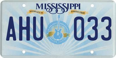 MS license plate AHU033
