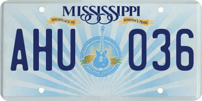 MS license plate AHU036