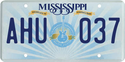 MS license plate AHU037
