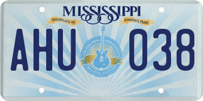 MS license plate AHU038