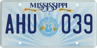 MS license plate AHU039