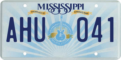 MS license plate AHU041
