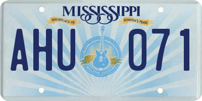 MS license plate AHU071