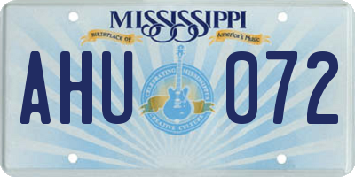 MS license plate AHU072