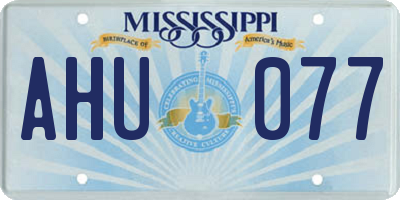 MS license plate AHU077