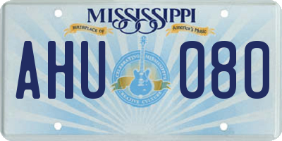 MS license plate AHU080