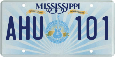 MS license plate AHU101