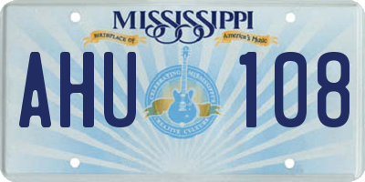 MS license plate AHU108