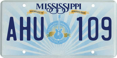 MS license plate AHU109