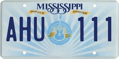 MS license plate AHU111