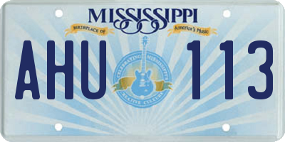 MS license plate AHU113