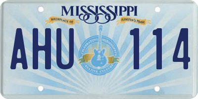 MS license plate AHU114