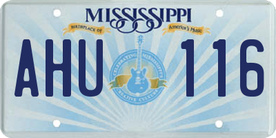 MS license plate AHU116