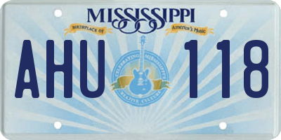 MS license plate AHU118