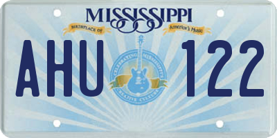 MS license plate AHU122