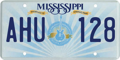 MS license plate AHU128