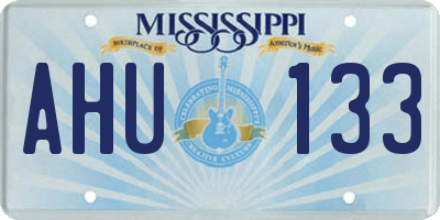 MS license plate AHU133