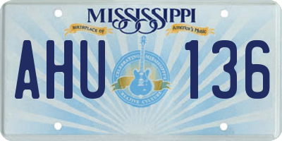 MS license plate AHU136