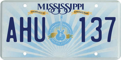 MS license plate AHU137