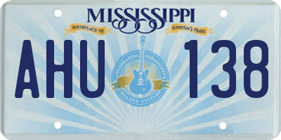 MS license plate AHU138