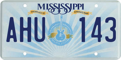 MS license plate AHU143