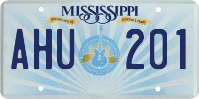 MS license plate AHU201