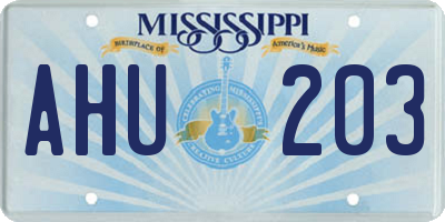 MS license plate AHU203