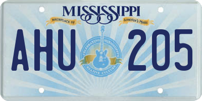 MS license plate AHU205