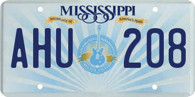 MS license plate AHU208